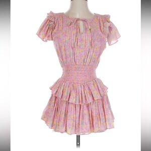 LoveShackFancy Pink Floral Mini Dress